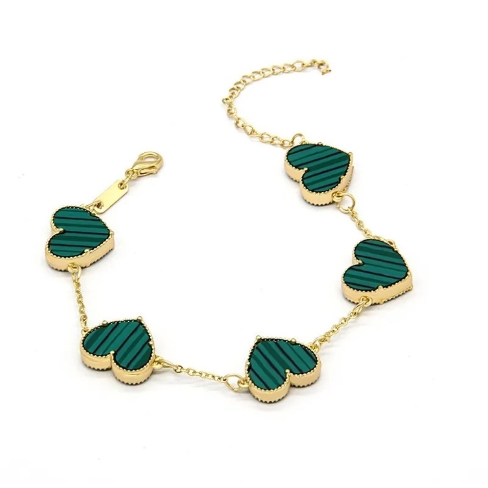 *WILLA* Gold x Striped Green Heart Fashion Bracelet